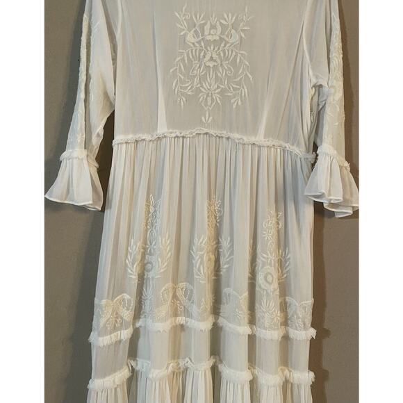 Free People White Romance Embroidered Maxi Size S/P - Picture 9 of 13